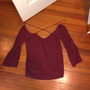 Tobi maroon off shoulder strappy top